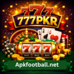 777PKR Game online gaming platform showing slot machine, cards, poker chips, and roulette wheel with “Top Online Gaming in Pakistan” banner.